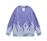 Small Quantity Clothing Factory Lamb Wool Print Flame Round Neck Pullover Sweater For Men