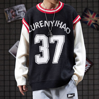small quantity clothing manufacturer OEM Skateboard Baseball Fake Two Piece Sweater